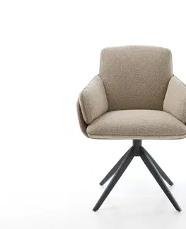 Jedálenské stoličky DELIFE Otočná jedálenská stolička Luan-Flex s opierkami zmiešané materiály tmavobéžová krížová podstava široká čierna otočná o 360° s hojdacou funkciou