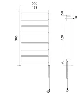 Radiátory do kúpeľne SAPHO - REDONDO elektrický sušiak uterákov, guľatý, 500x900 75 W, čierny mat ER220BV