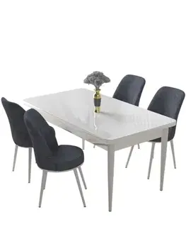Jedálenské sety Dining Table & Chairs Set (5 Pieces) Nil - White, Fume