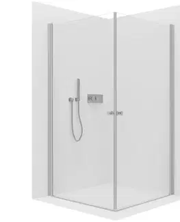 Sprchovacie kúty CERANO - Sprchovací kút Antelo Duo Ľ/P - 6 mm - chróm, transparentné sklo - 120x75x190 - otočný CER-8050BD146