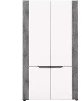 Šatníkové skrine Skriňa Brando 2d B07 Biela/Betón