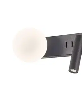Svietidlá Redo 01-2994 - LED nástenné svietidlo OASIS LED/3W/230V+1xG9/10W USB CRI 90 čierna 01-2994