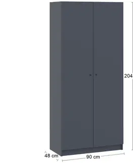 Šatníkové skrine NABBI Preveza dvojdverová šatníková skriňa grafit