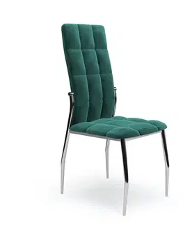 Jedálenské stoličky HALMAR K416 jedálenská stolička tmavozelená (Velvet) / chróm