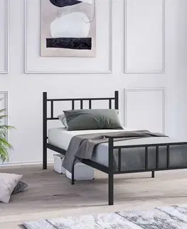 Postele Rám jednolôžkovej postele Akın - Black 90x190