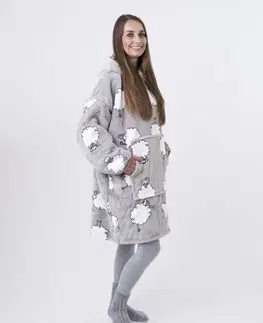 Dámske mikiny MKLozkoviny.sk Baránková mikina mikroplyš – Ovečky Morning Yoga sivé veľkosť M