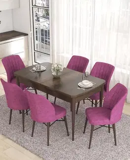 Jedálenské sety Extendable Dining Table & Chairs Set (7 Pieces) Eva - Baroque, Purple