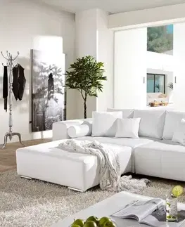 Veľké pohovky DELIFE Veľká pohovka Marbeya 290x110 cm biela s funkciou rozloženia
