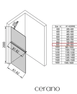 Sprchové dvere CERANO - Sprchová zástena Walk-in Onyx YL/P - 8 mm + polička / držiak na uteráky - čierna matná, bronzové sklo - 90x200 CER-689437