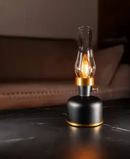 Lampy do obývačky Stolová lampa OLIA USB IP44 čierna