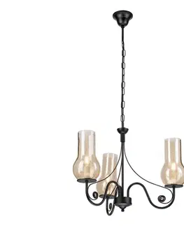 Svietidlá BRILAGI - LED Luster na reťazi COTTAGE 3xE14/40W/230V čierna/hnedá BG1512+3xBG2273