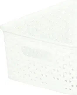 Košíky úložné CURVER - Úložný box imitácia ratanu Y Style S, biely