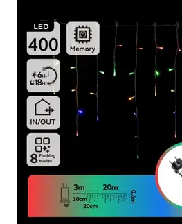 LED osvetlenie  B.V.  - LED vonkajšia svetelná reťaz 400× LED / 8 funkcií, 23×0,6 m, IP44, viacfarebná B103031QJ