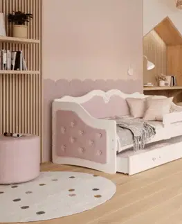 Postele ArtAJ Detská posteľ LEIA K | 80 x 180 cm Farba: biela / ružová