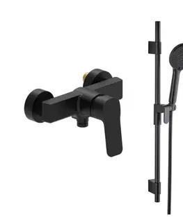 Kúpeľňové batérie Sprchová baterie SAT Cube Way se sprchovým setem 150 mm černá SATBSCU268CSET1 SATBSCU268CSET1