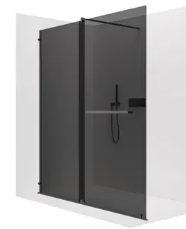 Sprchové dvere CERANO - Sprchová zástena Walk-in Medin Ľ/P - 8 mm - čierna matná, grafitové sklo - 160x195 - dvojdielna posuvná CER-478054