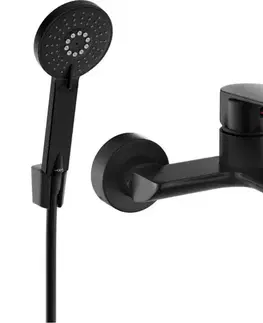 Kúpeľňové batérie MEXEN/S - Alexa SET umývadlová + vaňová batéria s príslušenstvom R40, čierna 7123R40-70