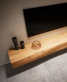 Televízne stolíky DELIFE TV stolík New Live-Edge 200 cm dub prírodný 4 dvierka závesný