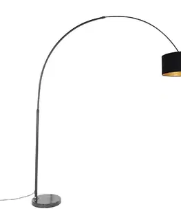 Oblúkové lampy Oblúková lampa čierna zamatový tienidlo čierna so zlatom 50 cm - XXL