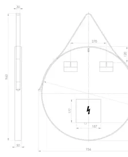 Kúpeľňové zrkadlá SAPHO - ORBITER guľaté zrkadlo s LED osvetlením, kožený popruh, ø 70cm, čierna mat ORL070