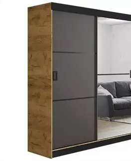 Spálňové šatníkové skrine Skriňa Retro 138 2L craft / Dvierka grafit