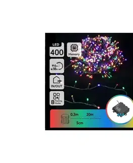 LED osvetlenie  B.V.  - LED vonkajší svetelný reťazec 400xLED/8 funkcií 4xAA 20,3 m viacfarebný B10303KW9