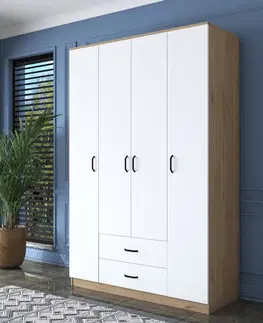Šatníkové skrine NOSE šatníková skriňa so šuplíkom, orech/biela