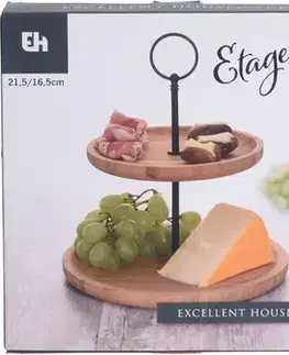 Podnosy a tácky MAKRO - Etažérka 2-poschodová Bambus, 21,5x24x21,5cm