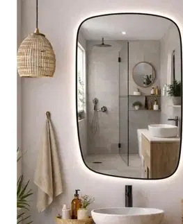 Kúpeľňové zrkadlá Baltica Design-LED Zrkadlo s podsvietením STONE CALM 15W/230V 4500K 90x60 cm IP65 čierna 5904107932620