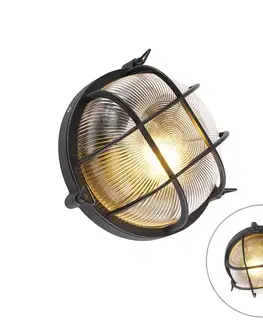 Vonkajšie nástenné svietidlá Priemyselná okrúhla nástenná lampa čierna IP44 - Noutica