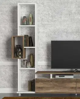 TV stolíky PULIT vysoký TV stolík, biela/orech