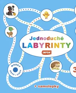 Pre deti a mládež - ostatné Jednoduché labyrinty - modrý sešit / zošit + samolepka (CZ/SK vydanie)