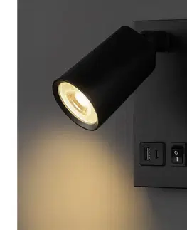 Svietidlá Eurolamp LED Nástenné bodové svietidlo s USB nabíjaním LED/5W/230V čierne 145-22070