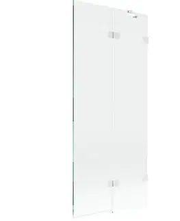 Sprchové dvere MEXEN/S - Lunar vaňová zástena 2-krídlová pravá 80 x 150, transparent, biela 897-080-100-20-00-P