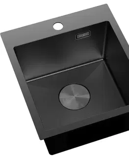 Kuchynské drezy MEXEN MEXEN - Solix oceľový drez 1-bowl 400 x 450 mm, čierna HC 6401401000-70HC