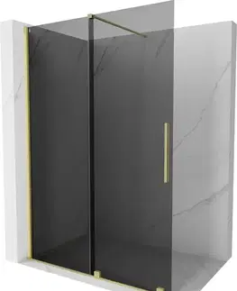Sprchové dvere MEXEN/S - Velar Sprchová zástena posuvná Walk-in 140 x 200, grafit 8 mm, zlato kartáčovaná 871-140-000-43-55