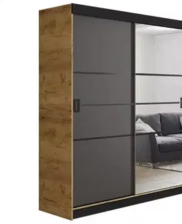 Spálňové šatníkové skrine Skriňa Retro 138 4L craft / Dvierka grafit