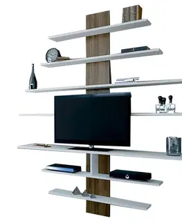 Obývacie steny TV skrinka / Obývacia stena Zebra - White, Walnut
