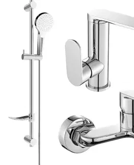 Kúpeľňové batérie MEXEN/S - Milo DF05 SET umývadlová batéria + vaňová s príslušenstvom, chróm 713053DF05-00