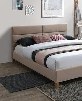 Manželské postele SÁVA Velvet manželská posteľ 160x200, béžová