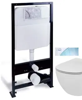 Závesné wc sety PRIM predstenový inštalačný systém bez tlačidla + WC Ideal Standard Tesi so sedadlom SoftClose, AquaBlade PRIM_20/0026 X TE1