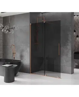 Sprchové dvere MEXEN/S - Velar Sprchová zástena posuvná Walk-in 160 x 200, grafit 8 mm, meď kartáčovaná 871-160-000-43-65
