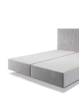 Postele Boxspring DELIFE Boxspring posteľ Dream-Well 180×200 sivá mikrovelúr bez nôh