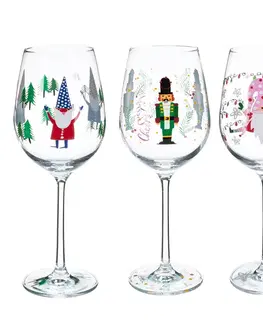 Poháre KONDELA Tipsy Trio pohár na víno (3 ks) 450 ml priehľadná / kombinácia farieb