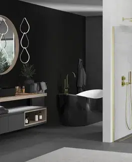 Sprchové dvere MEXEN/S - Kioto Sprchová zástena WALK-IN 90 x 200, transparent 8 mm, zlatá kartáčovaná 800-090-101-55-06