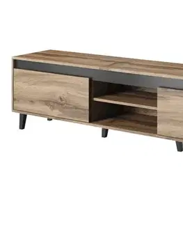 TV stolíky CAMA MEBLE Nord 2 tv stolík dub wotan / antracit / čierna