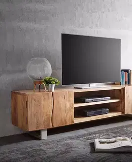 Televízne stolíky DELIFE TV stolík Live-Edge 200 cm akácia prírodná 4 dvierka 2 priehradky