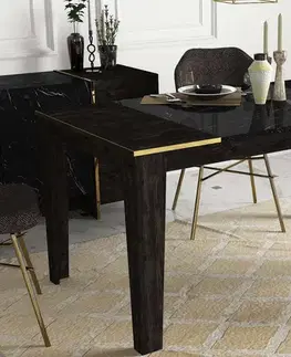 Jedálenské stoly VERONA luxusný jedálenský stôl, rehab/čierny mramor
