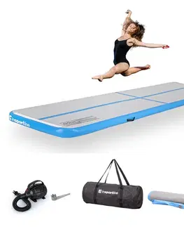 Žinenky Airtrack inSPORTline Airstunt 400x100x10 cm bielo-modrý s elektrickou pumpou