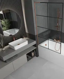 Sprchové dvere MEXEN/S - Next L vaňová zástena FIX 100 x 150, čierna vzor, meď kartáčovaná 895-100-000-03-77-65